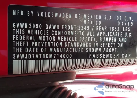 2019 Volkswagen Beetle 2.0T Se from USA, damaged, VIN 3VWJD7AT8KM714000